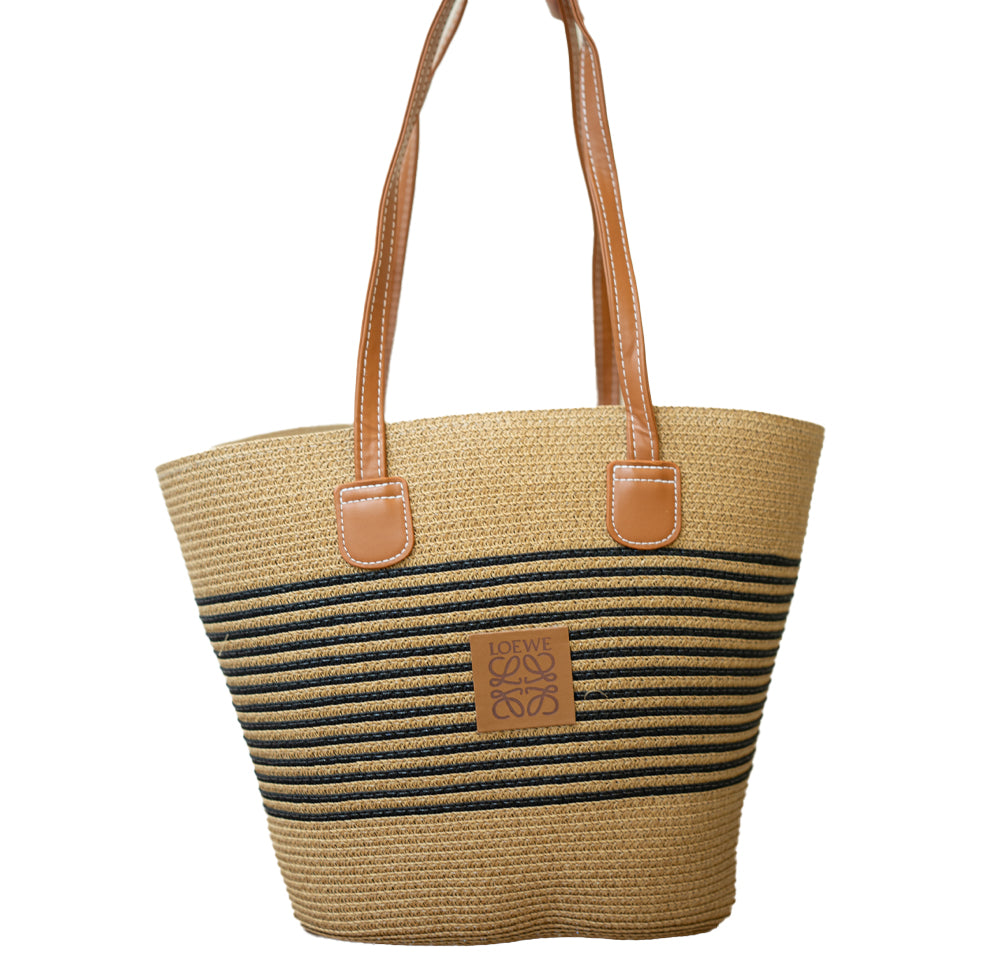 Straw Bucket Hat & Tote Bag Set