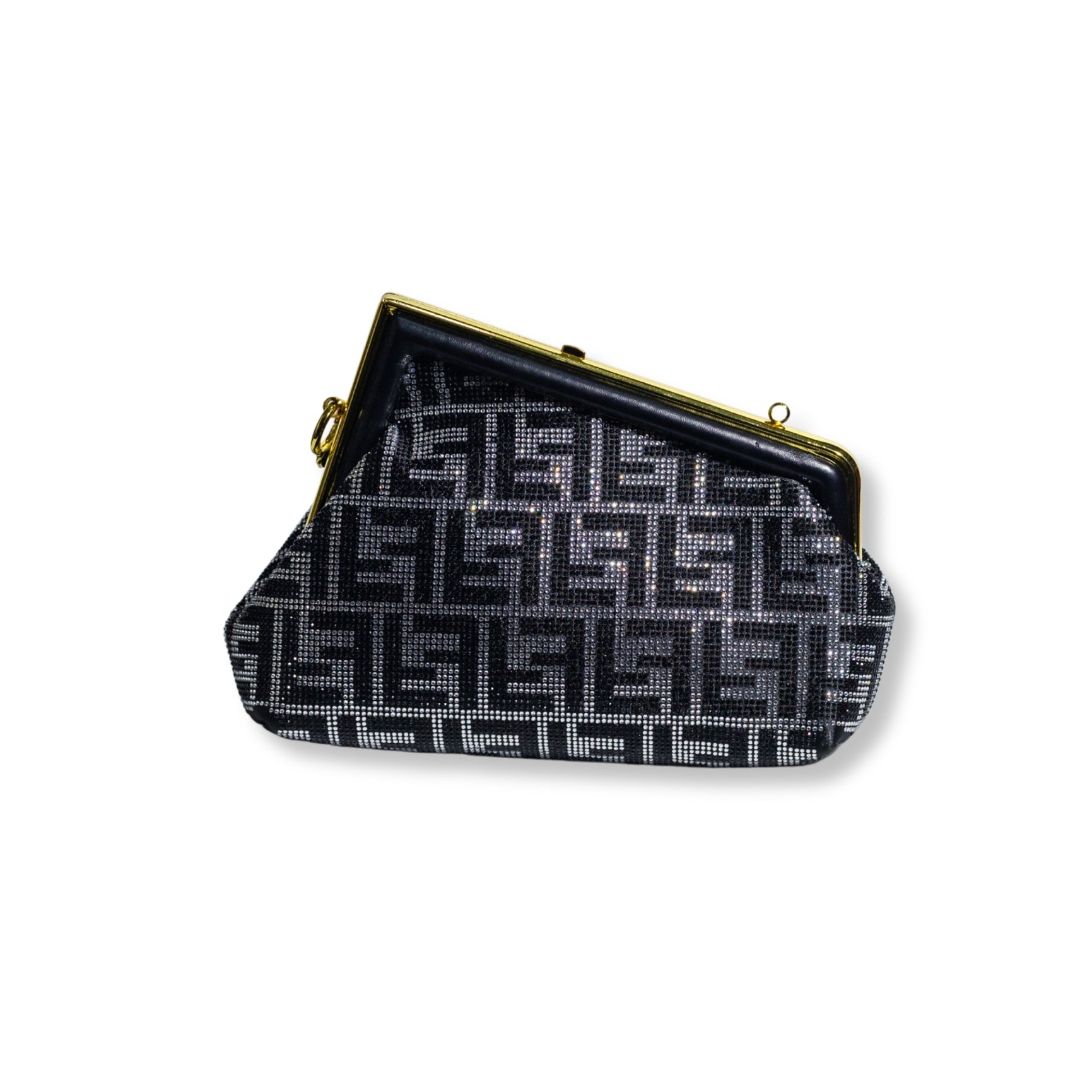 Fendi FF Logo Crystal Frame Clutch
