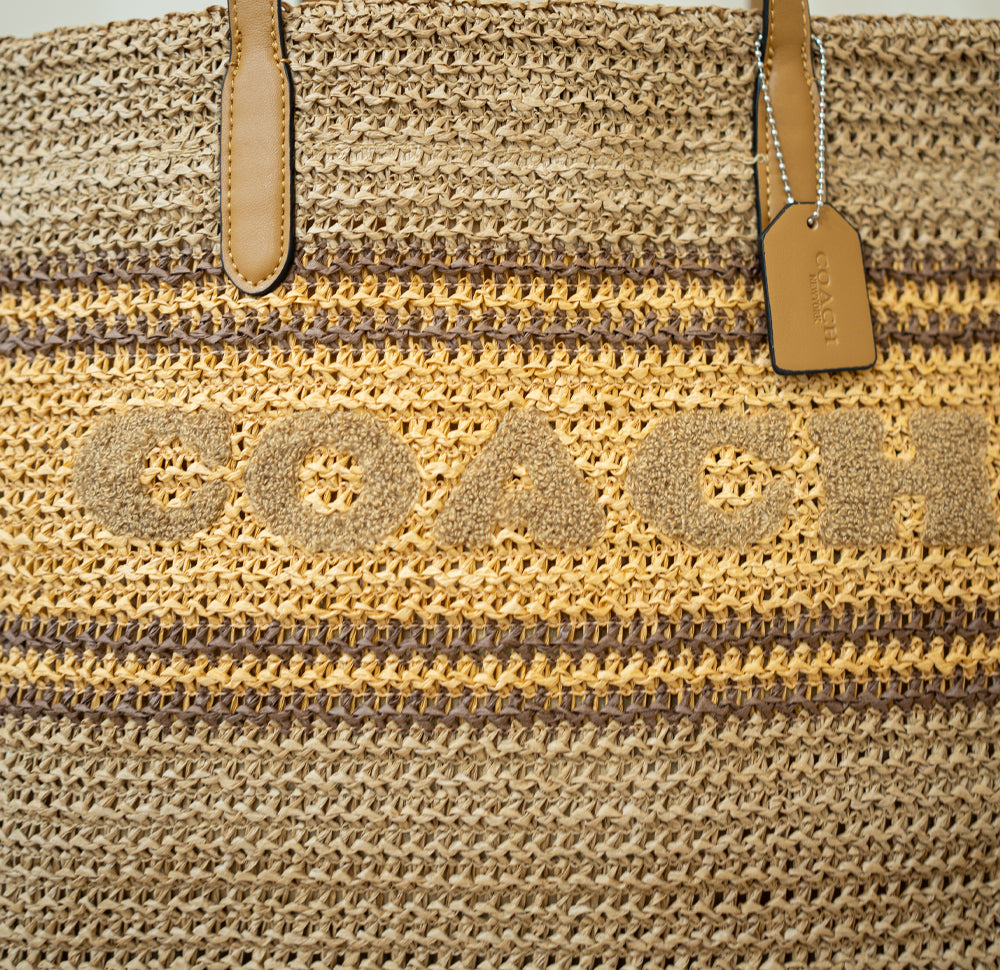 Natural Beige Woven Tote Bag
