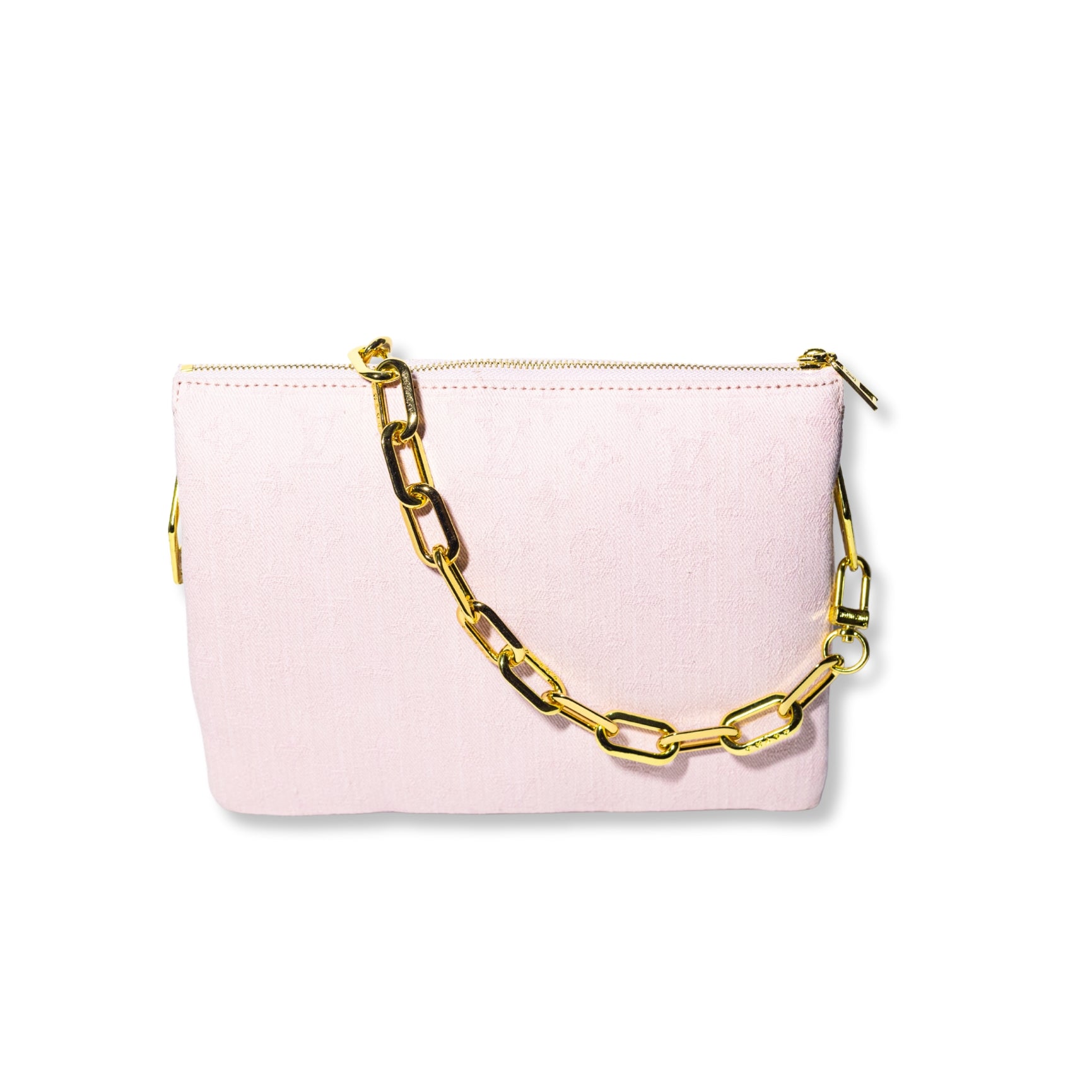 Louis Vuitton Pink Denim Crossbody Bag with Gold Chain