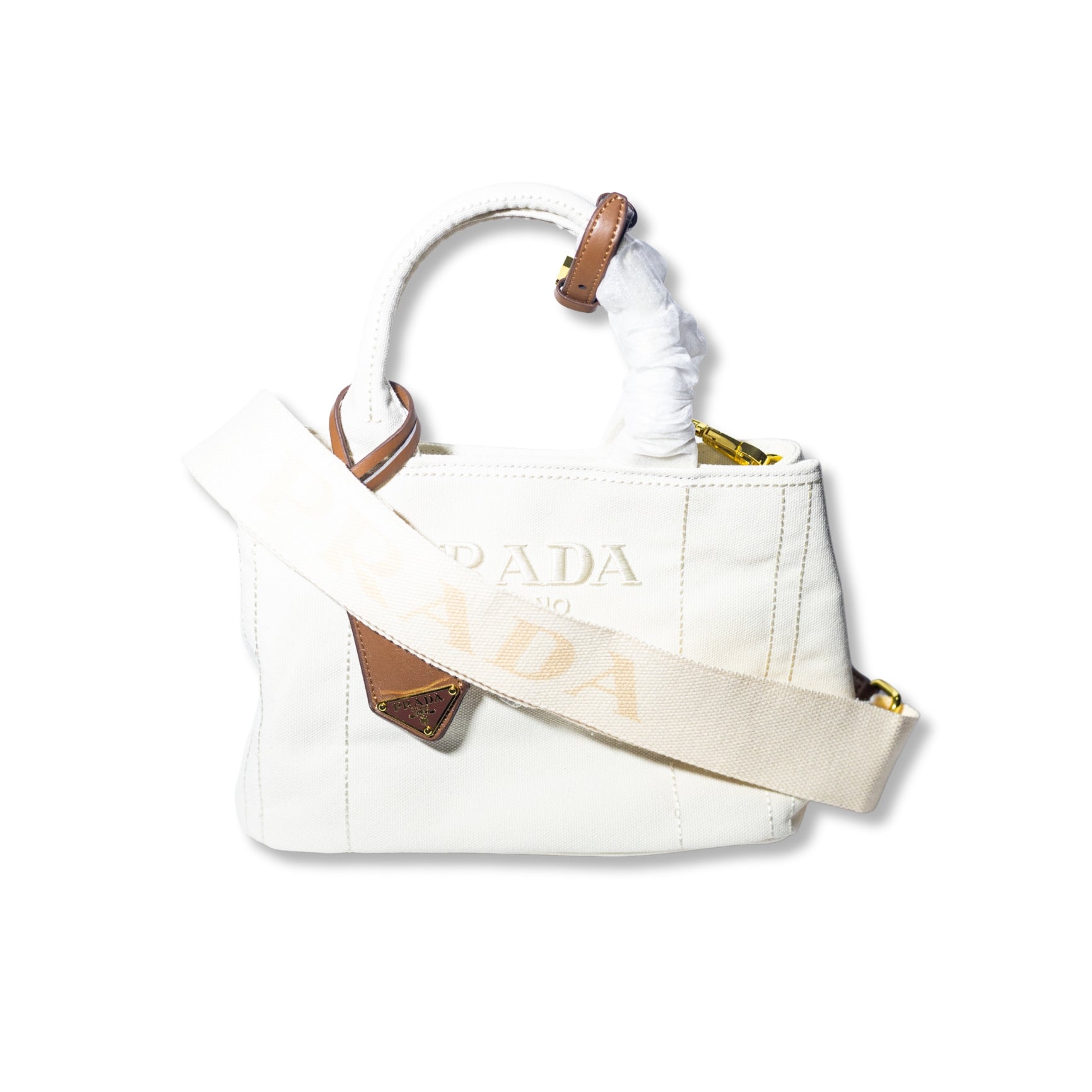 Prada Small Canvas Tote Bag with Shoulder Strap