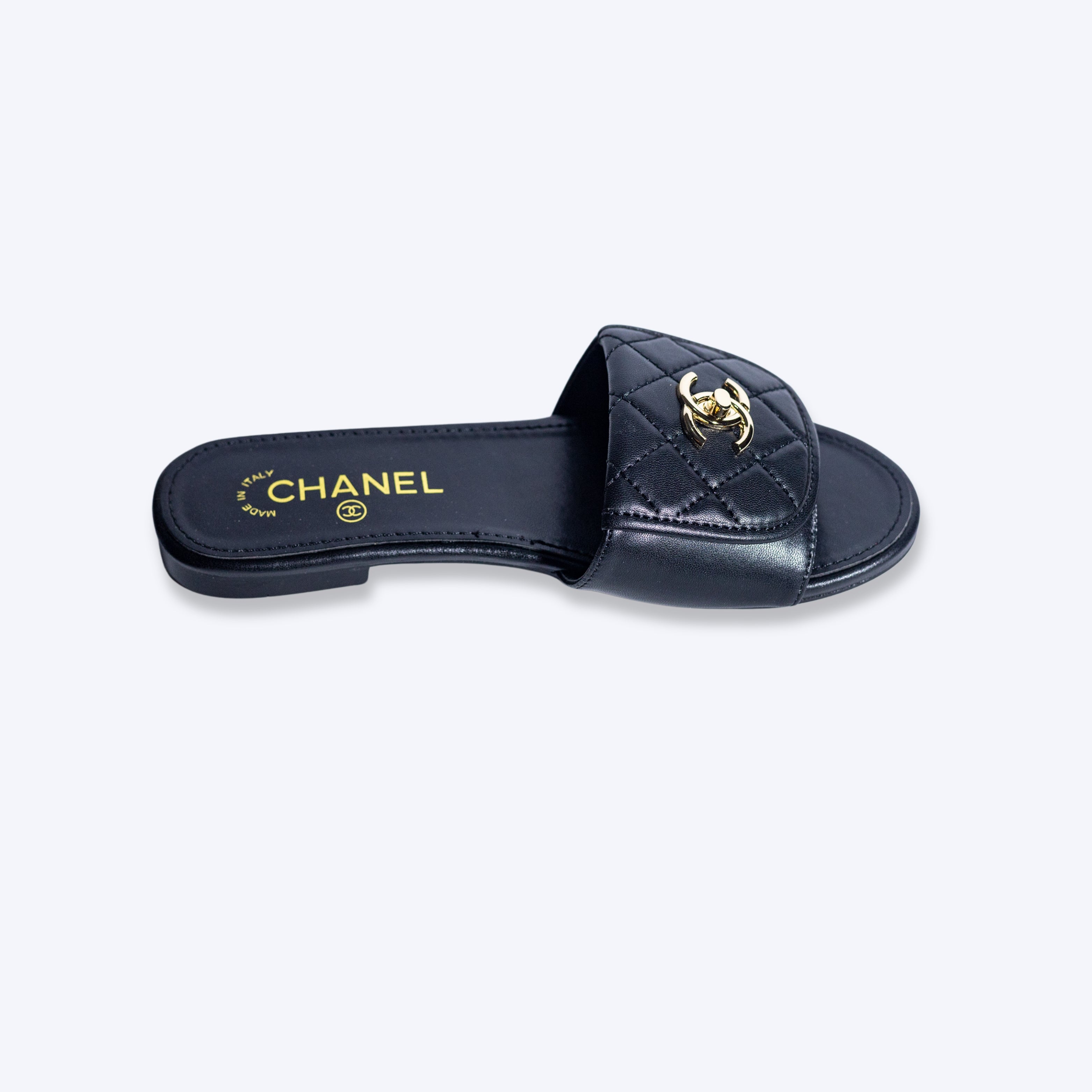 Chanel Quilted CC Slide Sandal