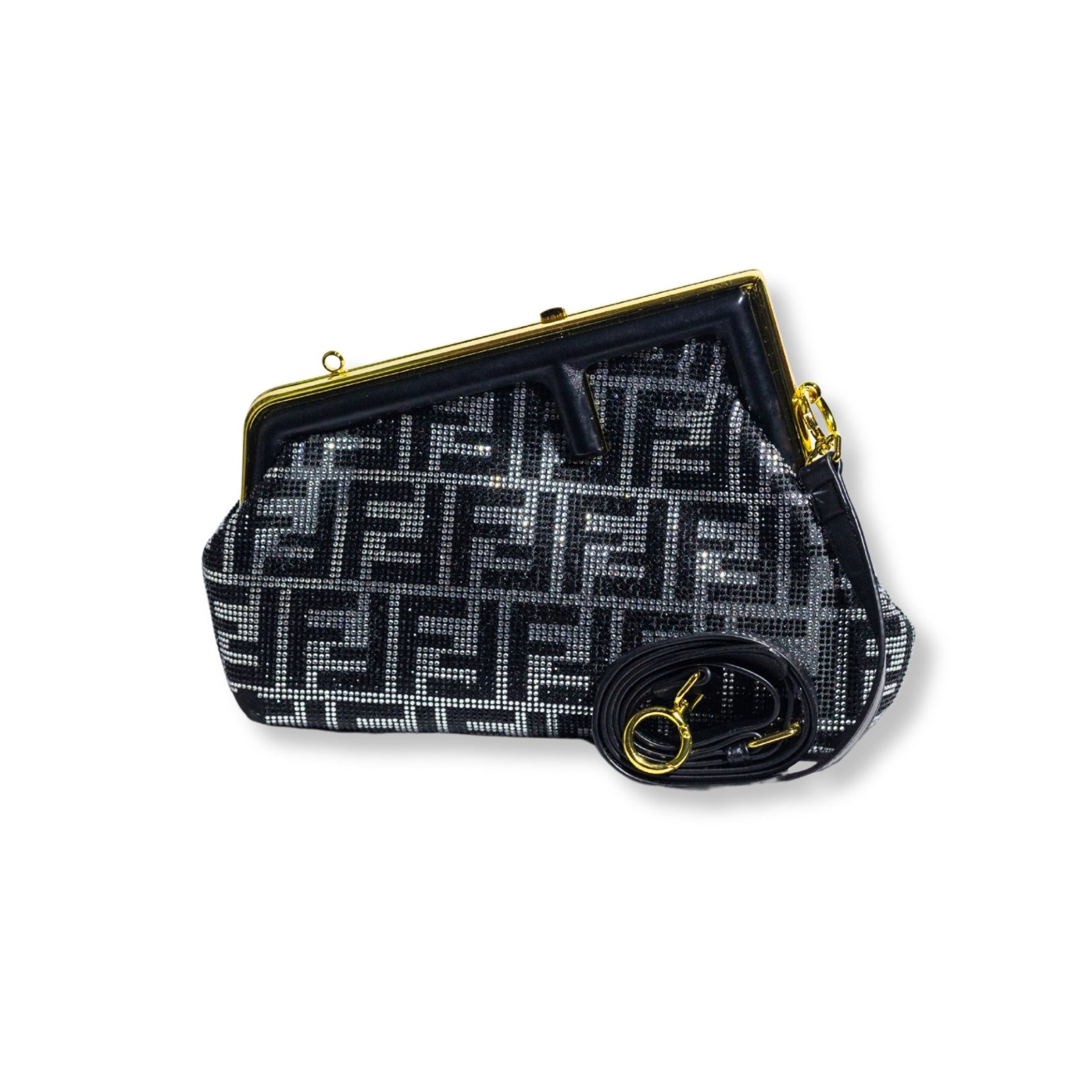 Fendi FF Logo Crystal Frame Clutch