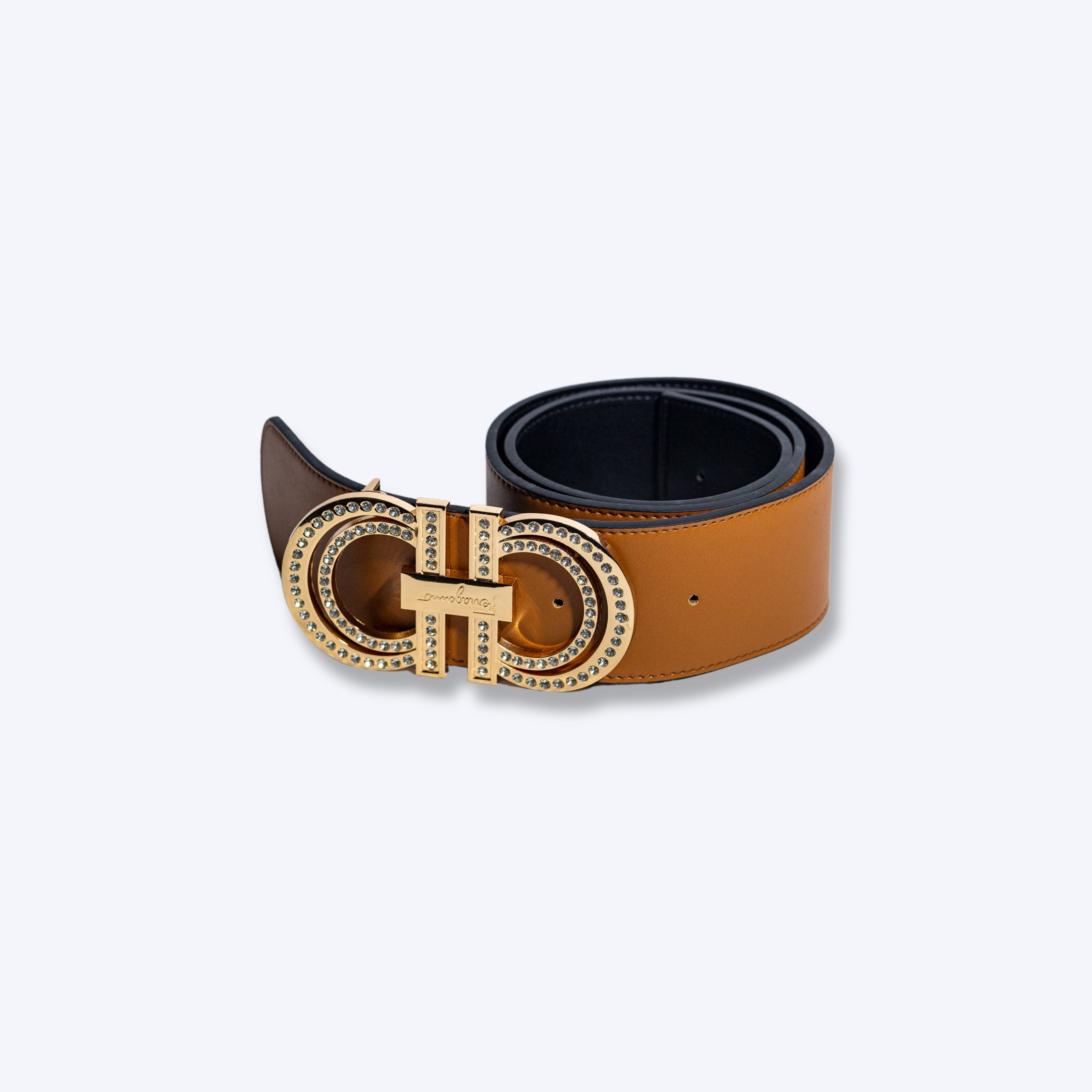 Salvatore Ferragamo Gancini Crystal Buckle Reversible Belt