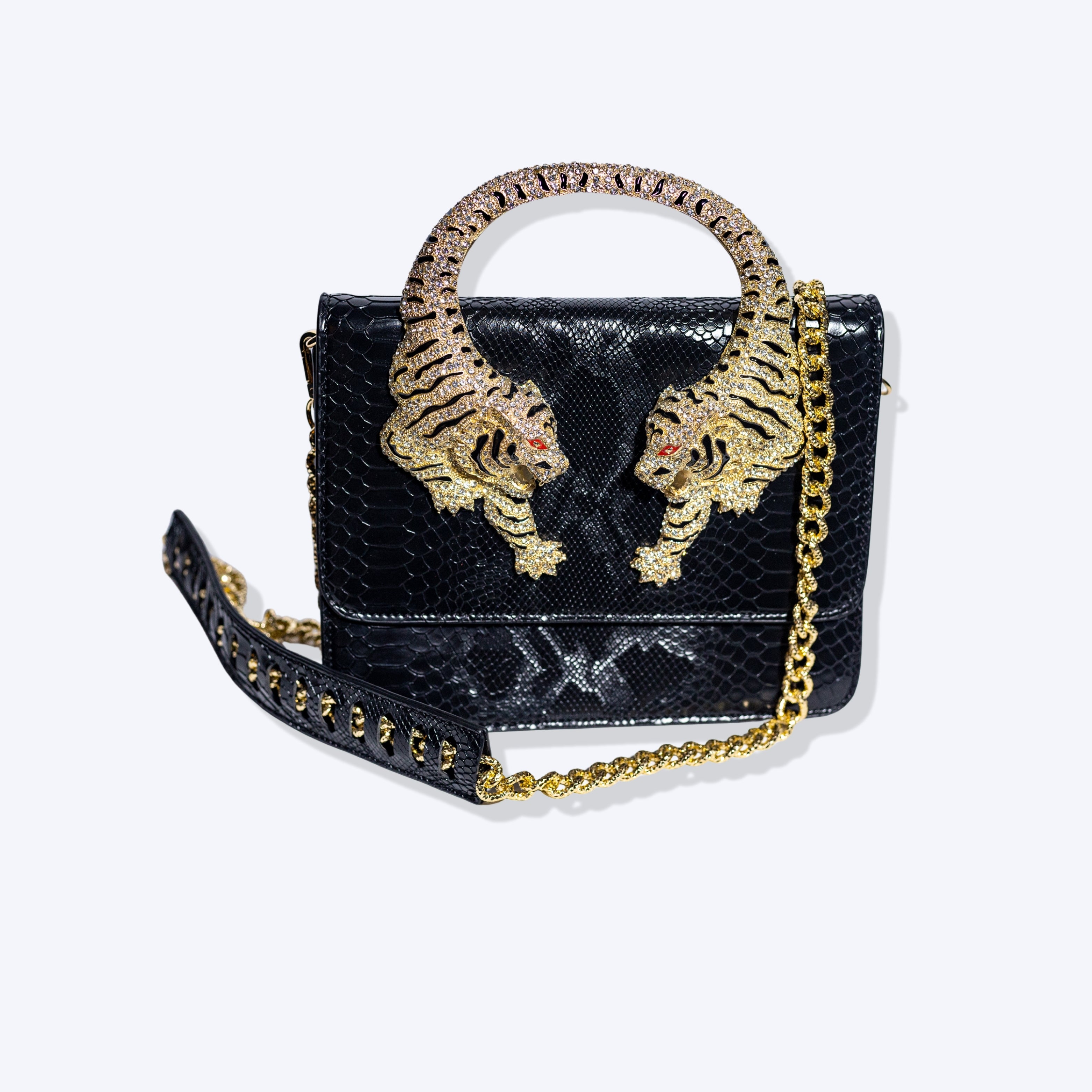Roberto Cavalli Tiger Head Top Handle Bag