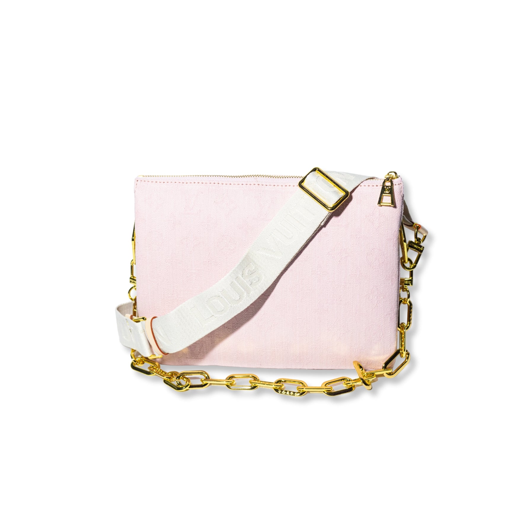 Louis Vuitton Pink Denim Crossbody Bag with Gold Chain