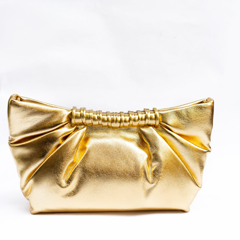 Lia Pleated Vegan Leather Clutch